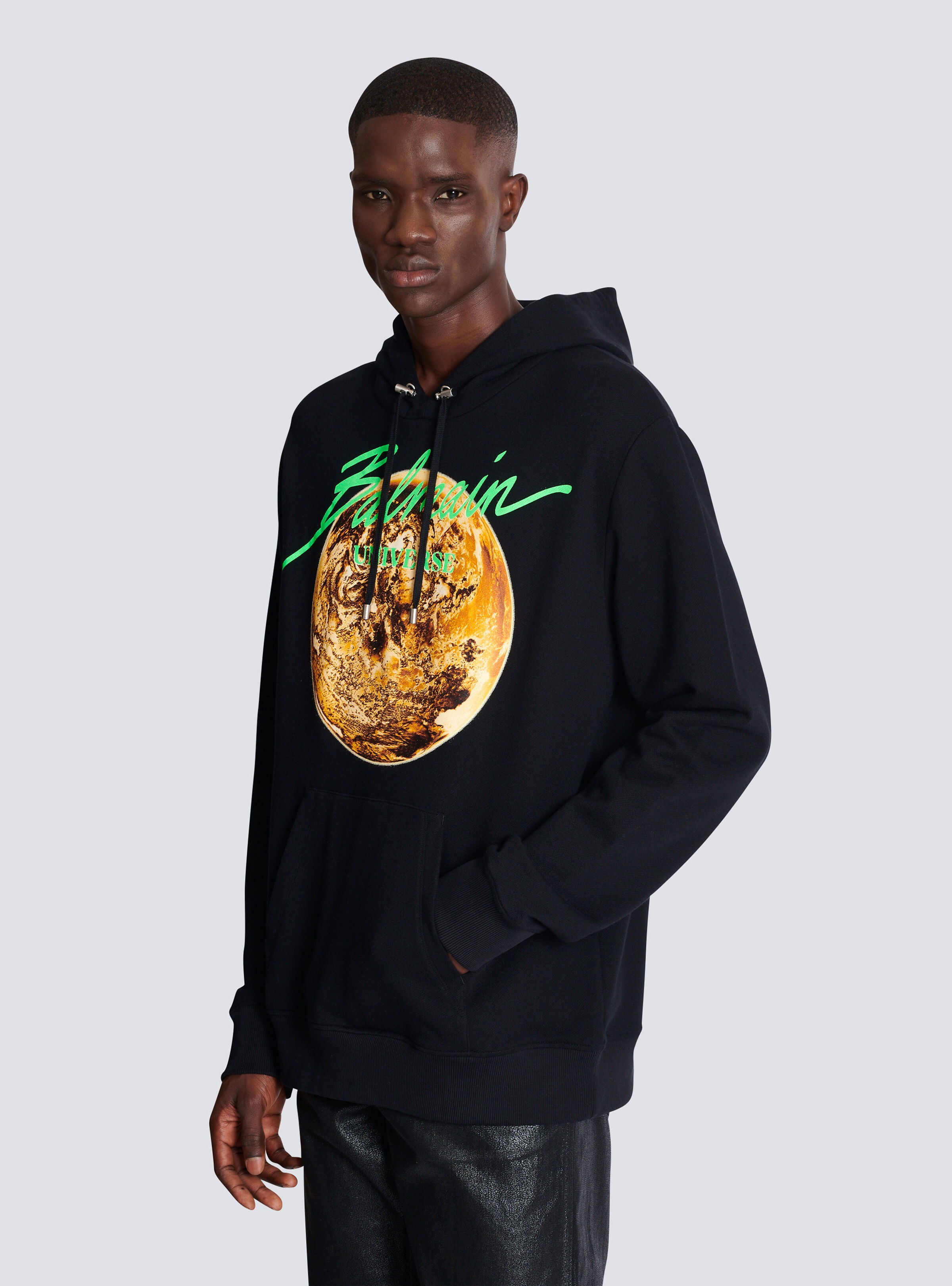 Printed Balmain Universe logo and planet hoodie - 6