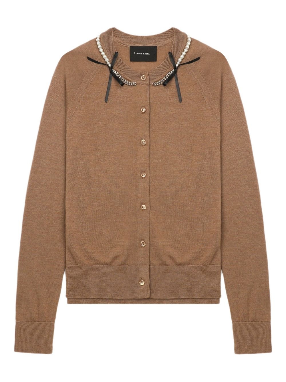 pearl-embellished cardigan - 1