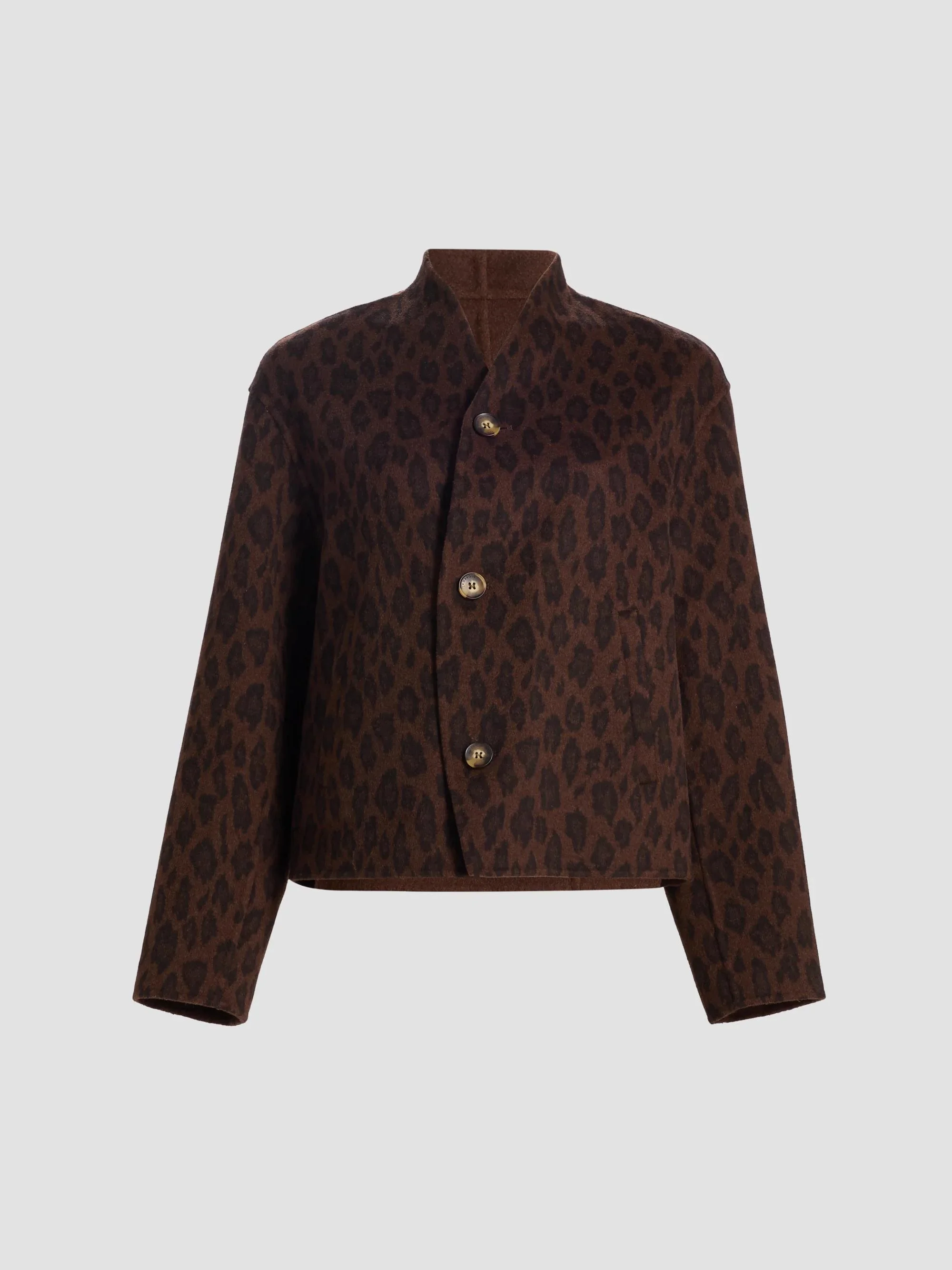 Women's Hania Double-Face Wool-Blend Leopard Jacket - Leopard - 1