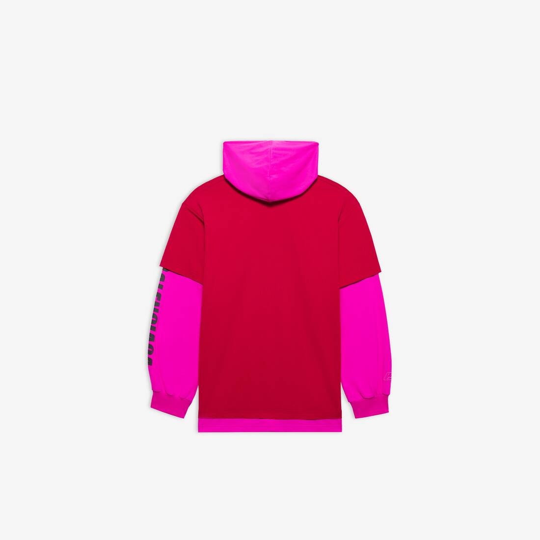 BALENCIAGA Your Logo Here Hooded T-shirt in Raspberry/white