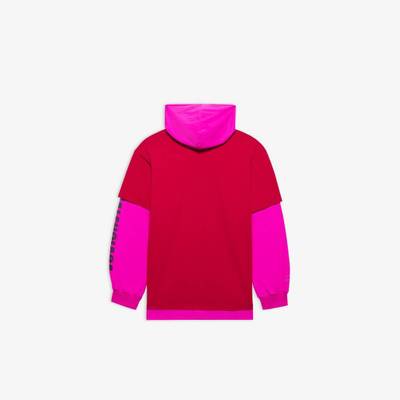 BALENCIAGA Your Logo Here Hooded T-shirt in Raspberry/white outlook