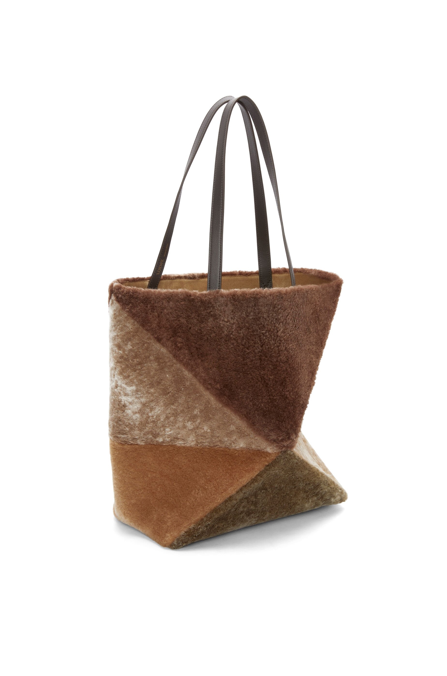 Large Puzzle Fold tote in shearling - 4