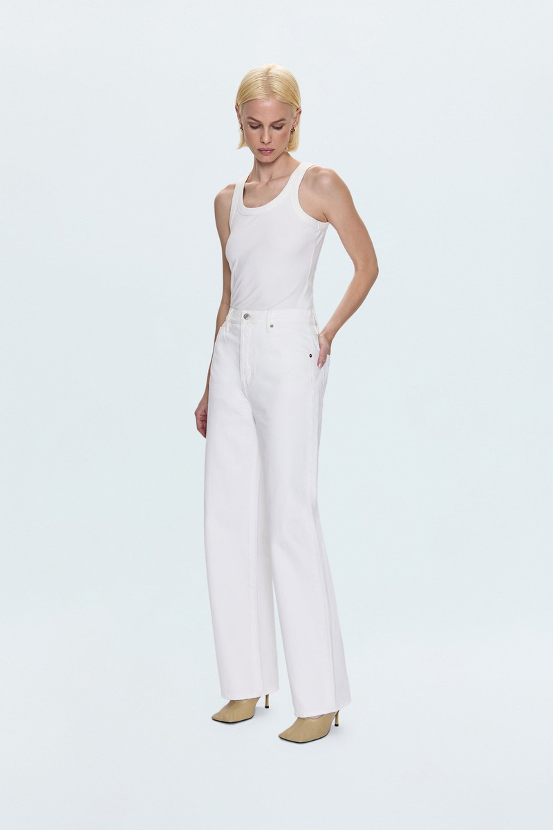 TATE HIGH RISE BOWED WIDE LEG JEAN - PAPER WHITE 3