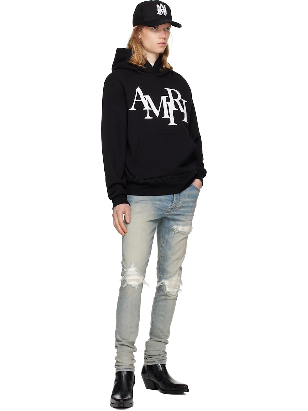 Black 'AMIRI' Staggered Hoodie - 4