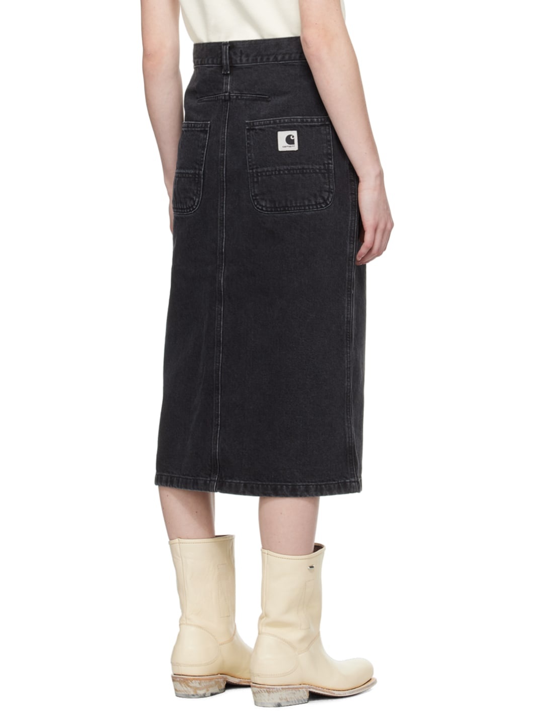 Black Colby Denim Midi Skirt - 3