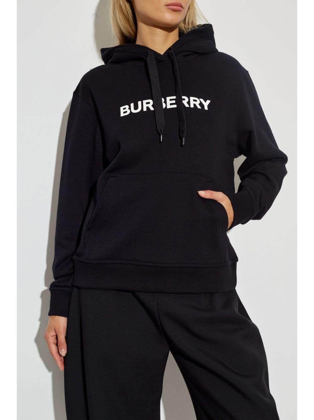 logo cotton hoodie - 3