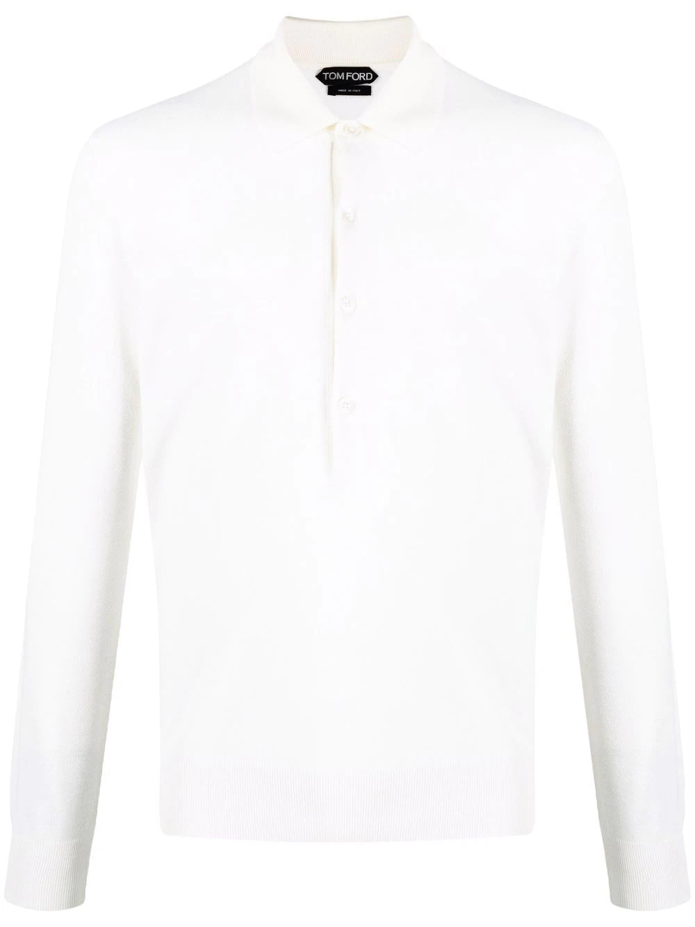 long-sleeve silk-cotton polo shirt - 1