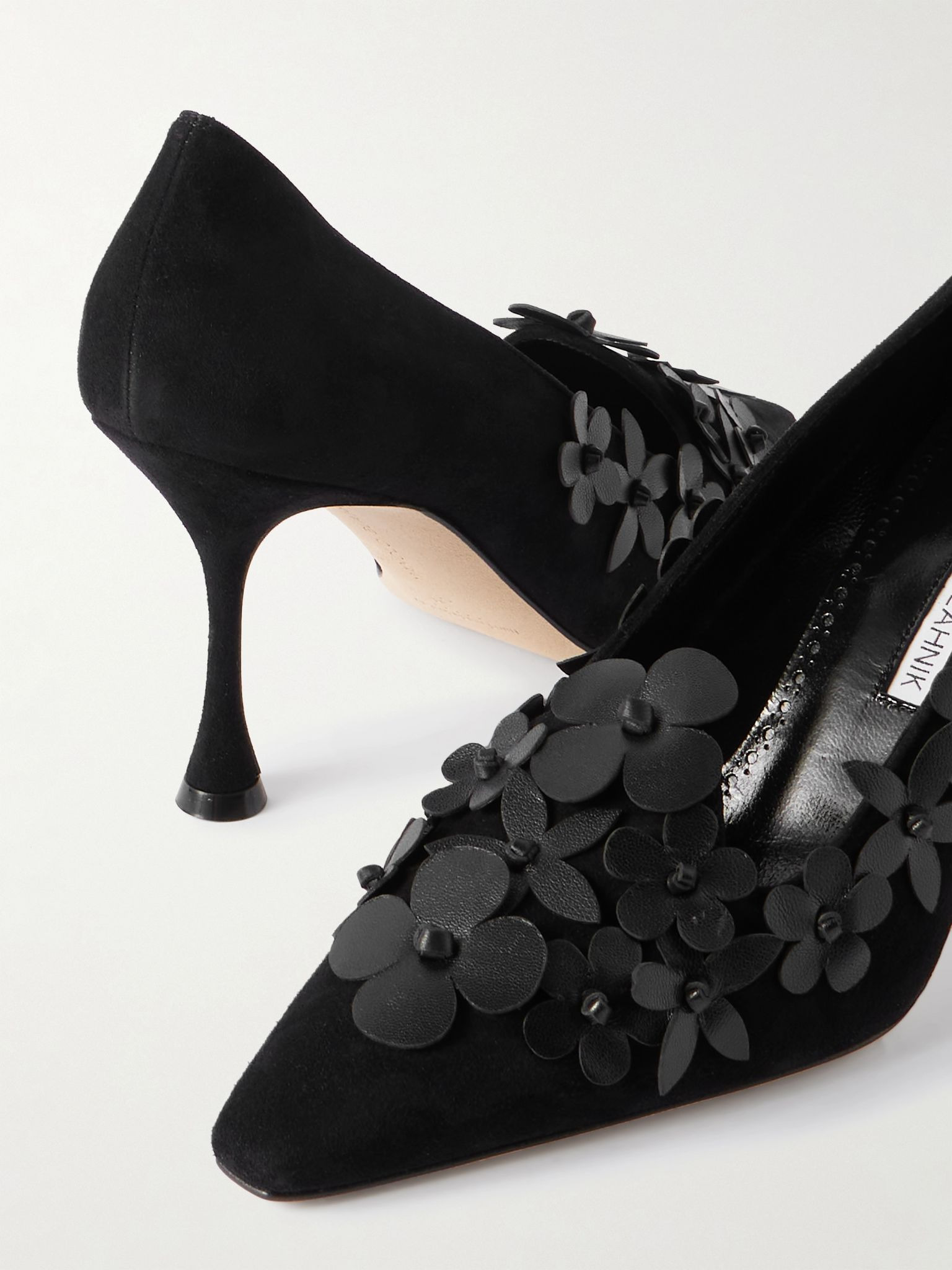 Harneclo 90 appliquéd suede pumps Black - 4