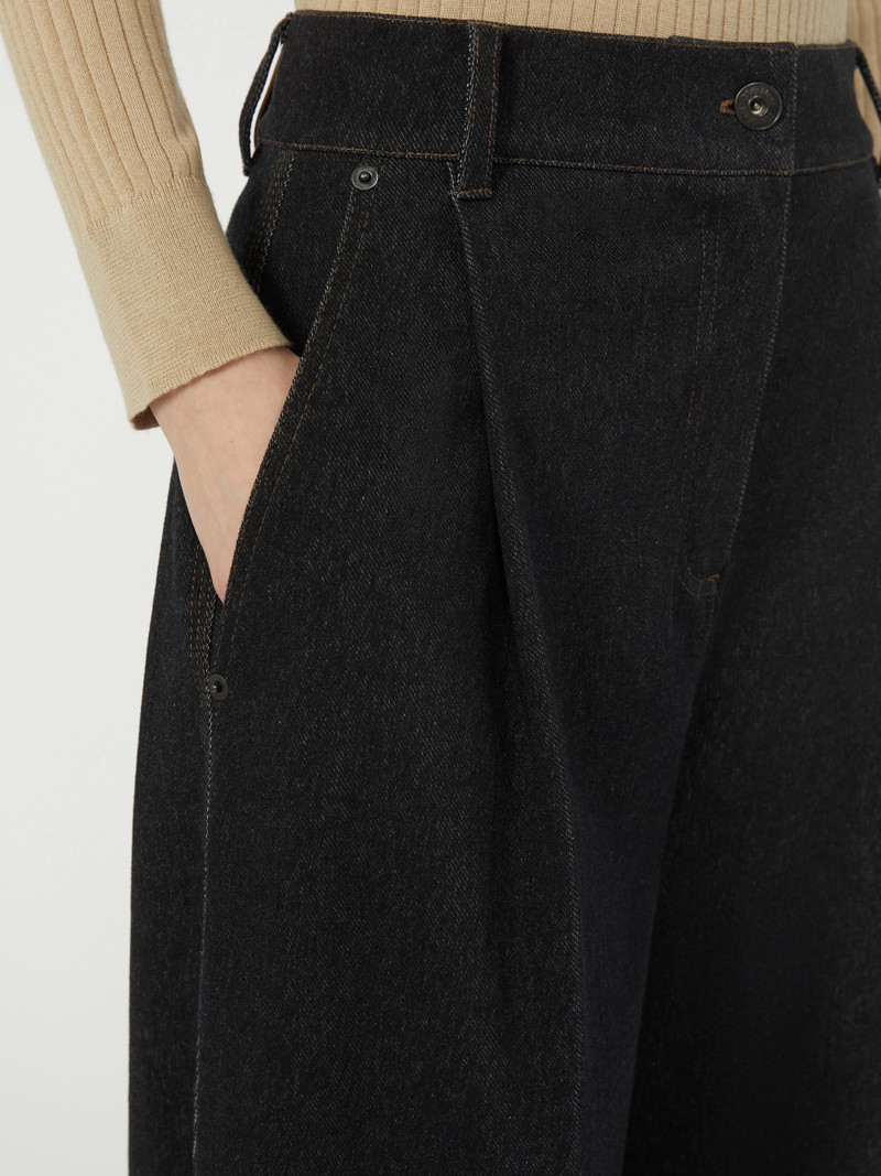ETEREO Denim-effect jersey five-pocket trousers - ULTRAMARINE 6