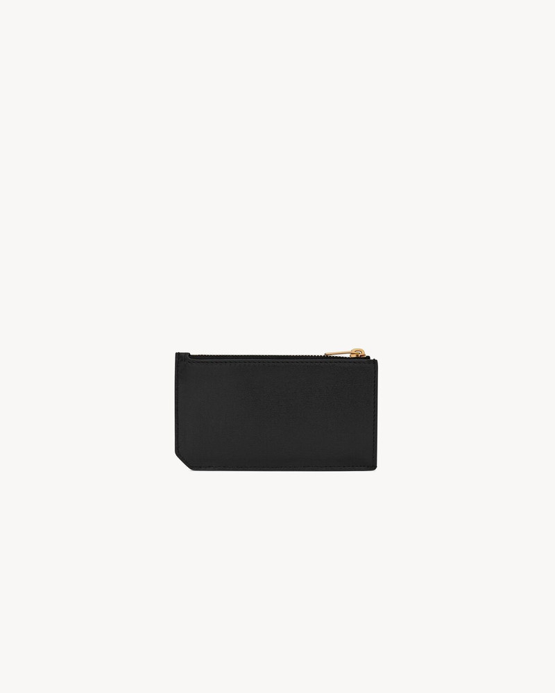 SAINT LAURENT TINY CASSANDRE ZIPPED FRAGMENTS CREDIT CARD CASE IN SHINY LEATHER outlook