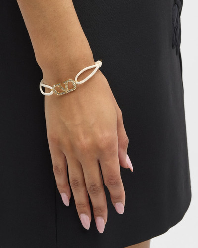 Valentino Crystal V-Logo Leather Bracelet outlook