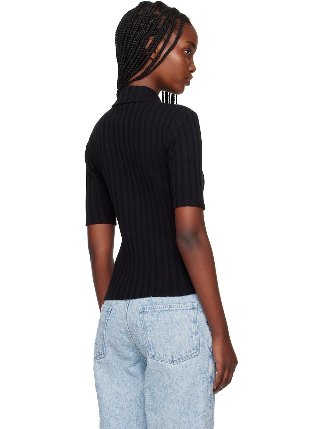 Black Zip Up Polo - 3