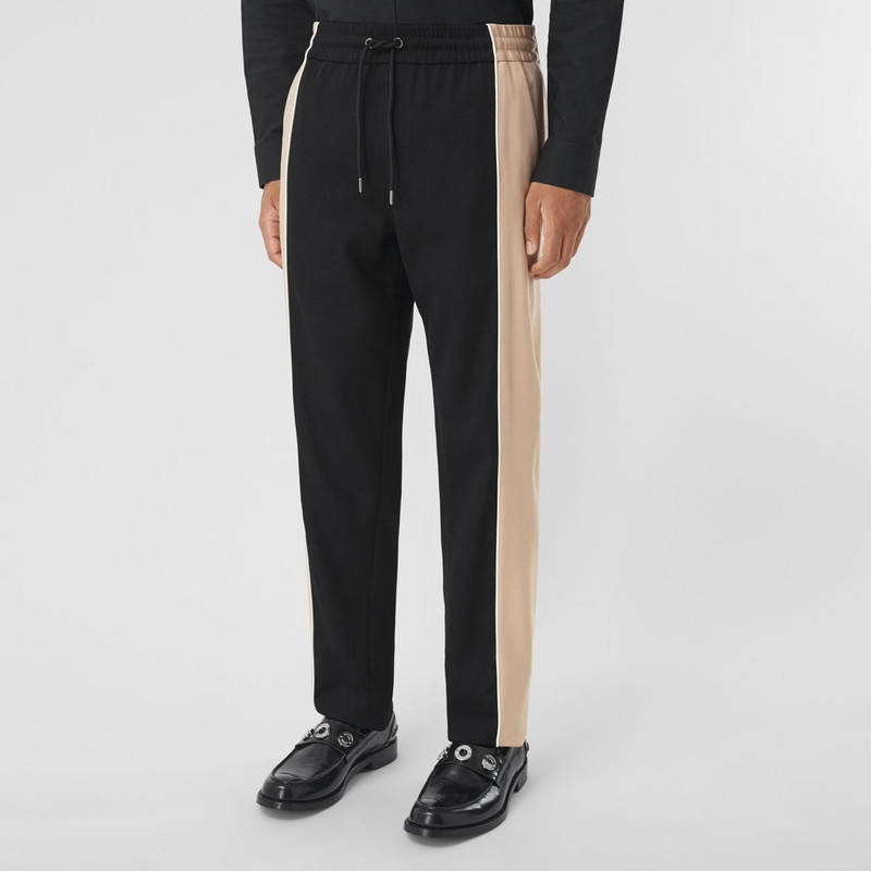 Contrast Stripe Grain de Poudre Wool Jogging Pants 5