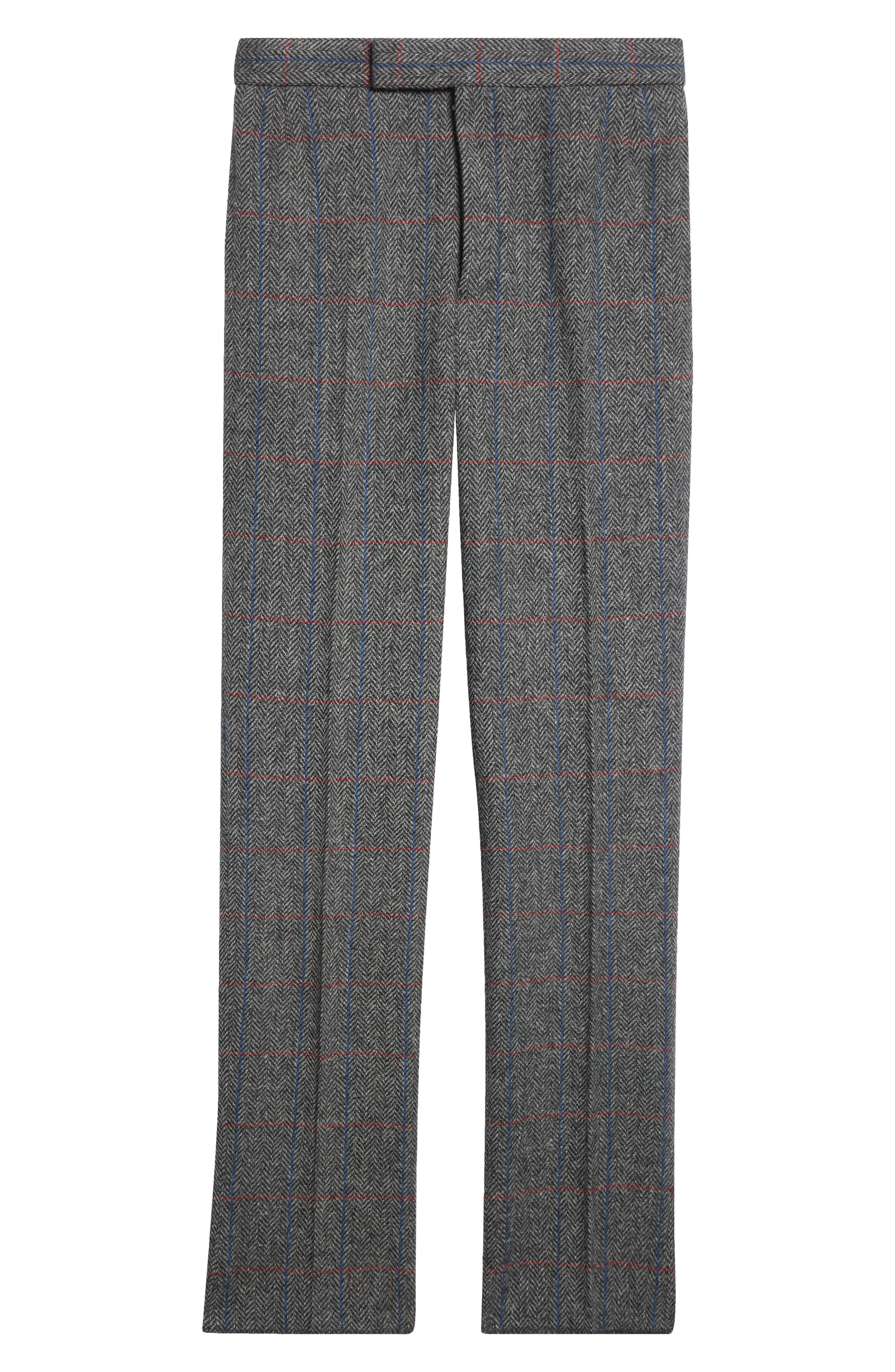 Thom Browne Classic Fit Hunting Herringbone Tweed Backstrap Trousers in Dark Grey at Nordstrom - 1