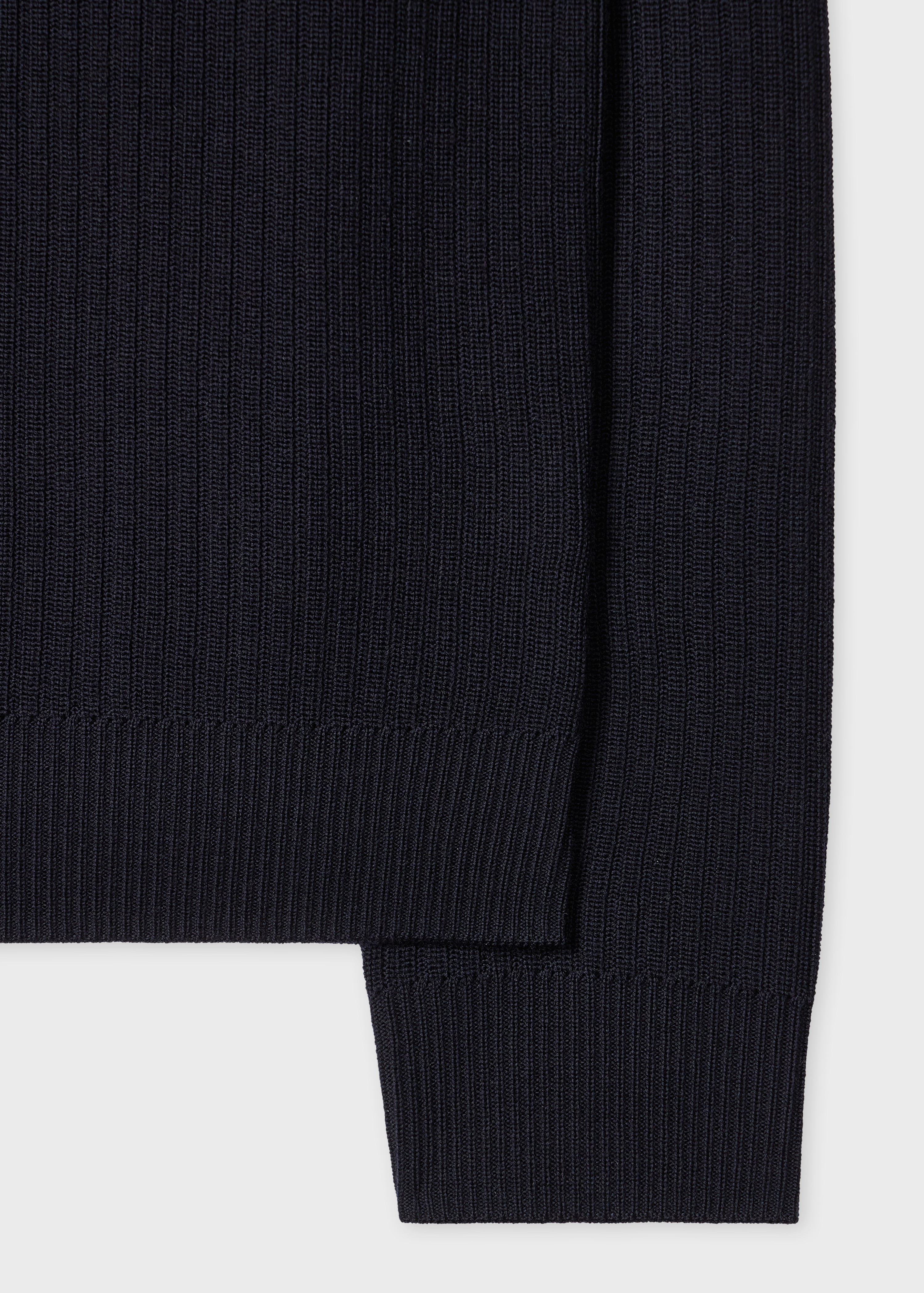 Navy Washable Merino Wool 'Signature Stripe' Half Zip Sweater - 2