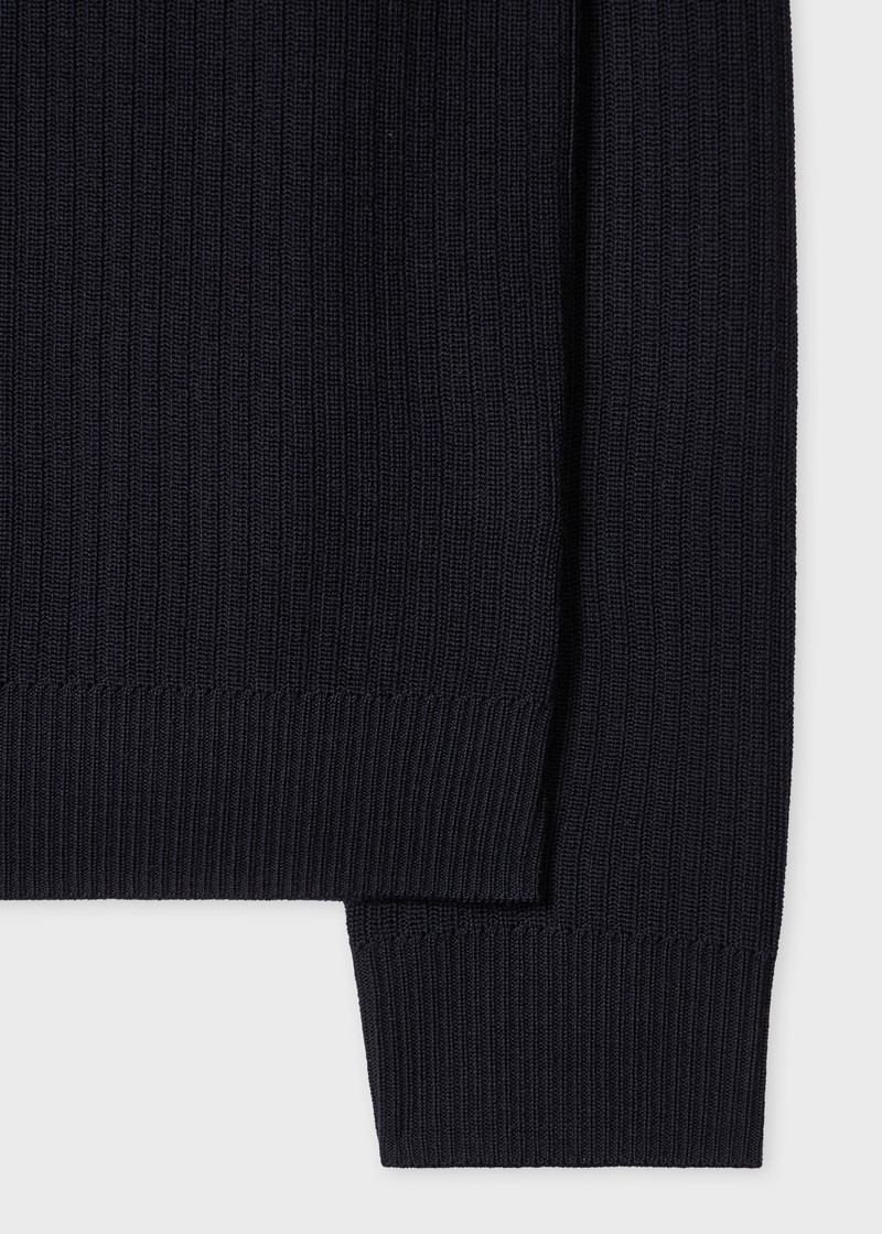 Paul Smith Navy Washable Merino Wool 'Signature Stripe' Half Zip Sweater outlook