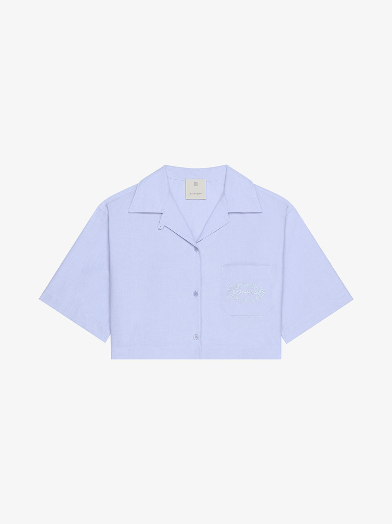 CROPPED SHIRT IN COTTON WITH GIVENCHY MEDALLION - 1