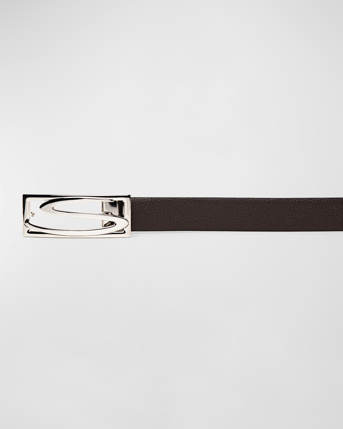 Men's Rectangle S-Buckle Reversible Leather Belt - 3
