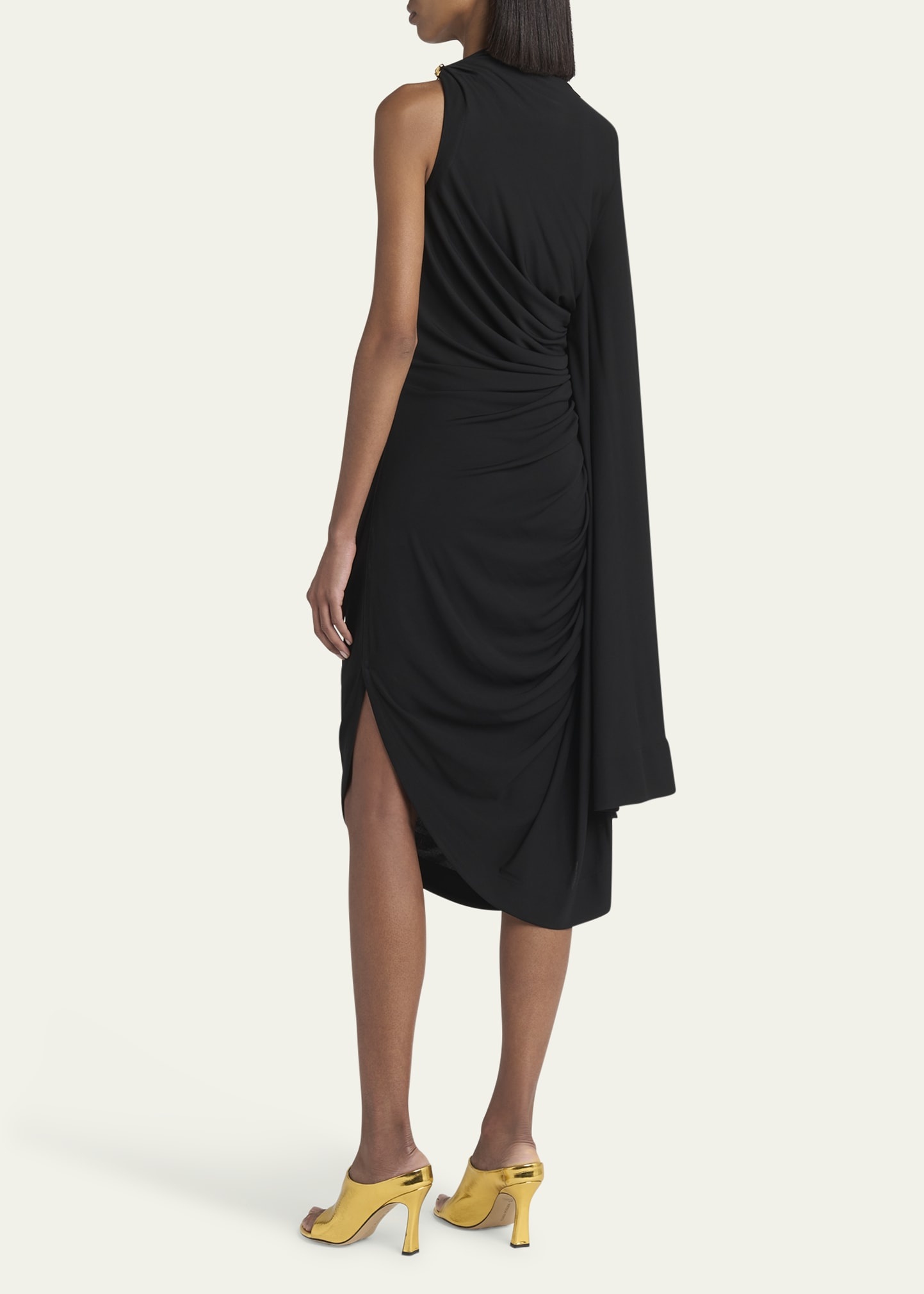 Frog Draped Matte Viscose Jersey Cape Dress - 3