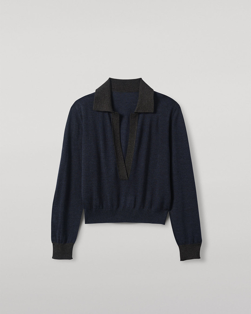 Dee Navy & Grey Superfine Cashmere Shirt 1