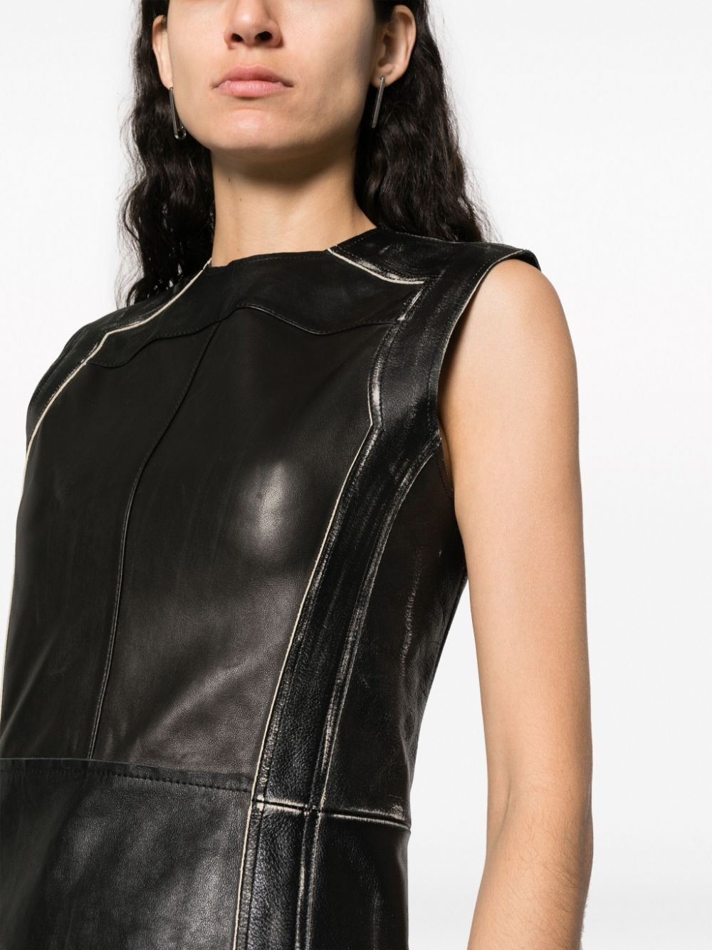 sleeveless leather minidress - 5