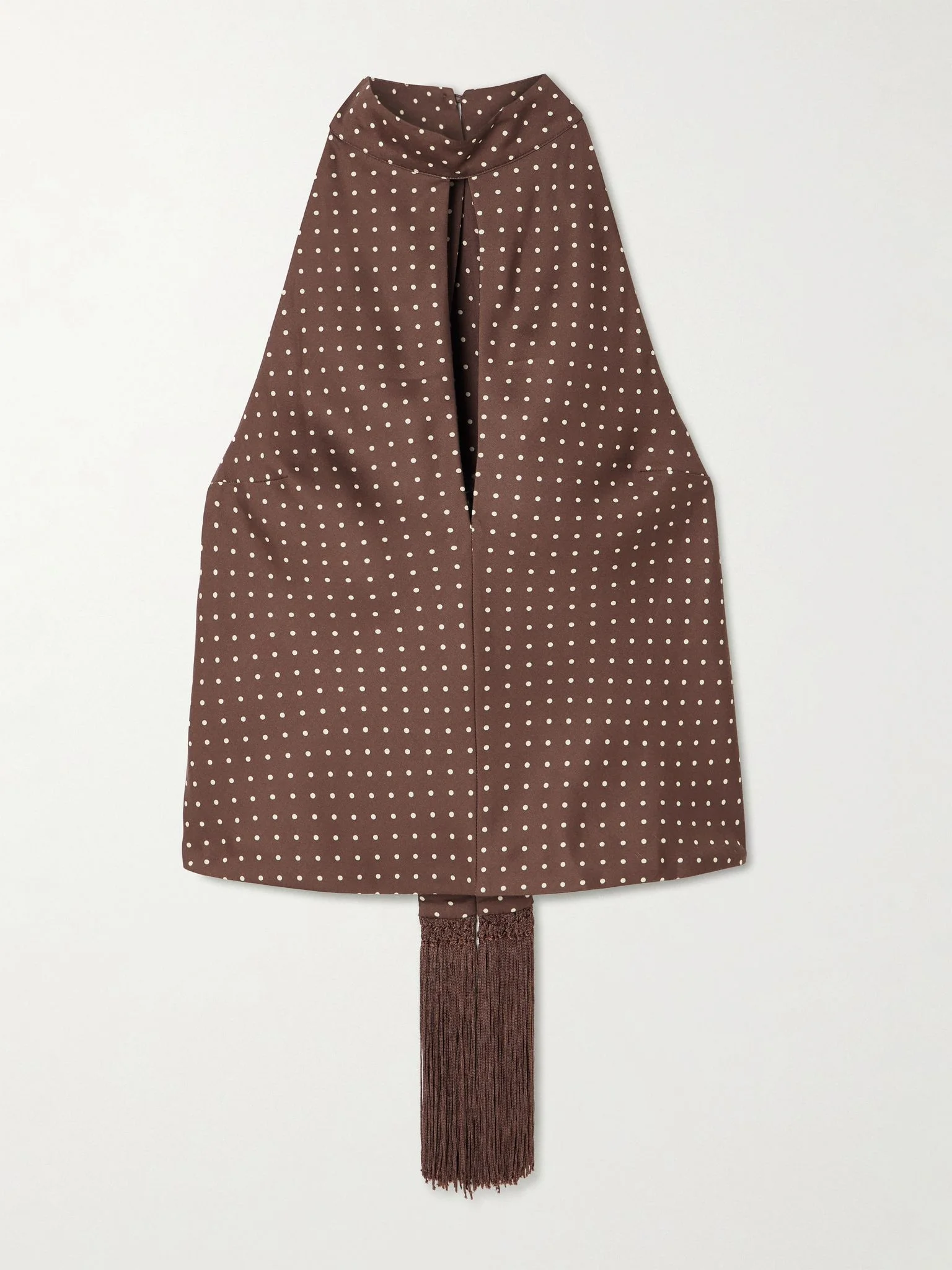 Phoebe polka-dot TENCEL™ Lyocell halterneck top Brown - 1