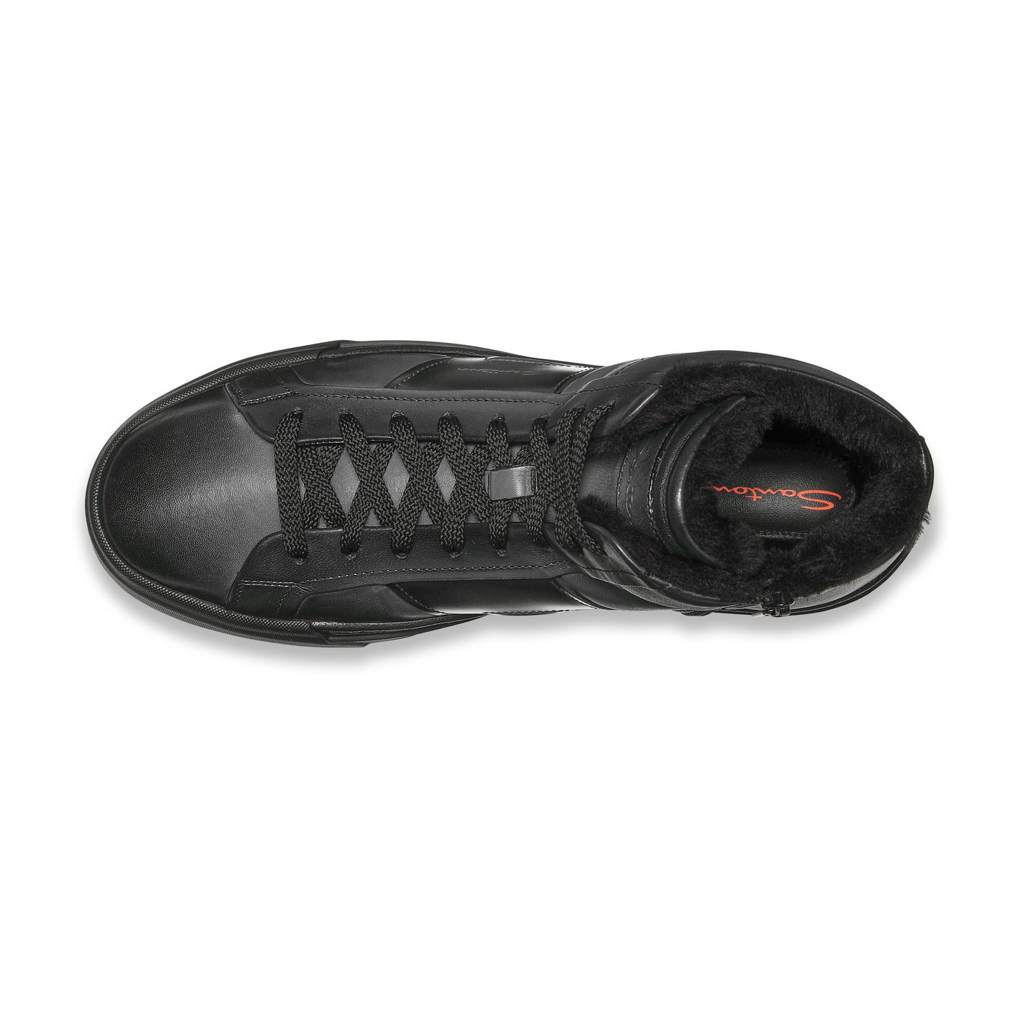 Men’s grey leather Double Buckle Sneaker with fur - 4