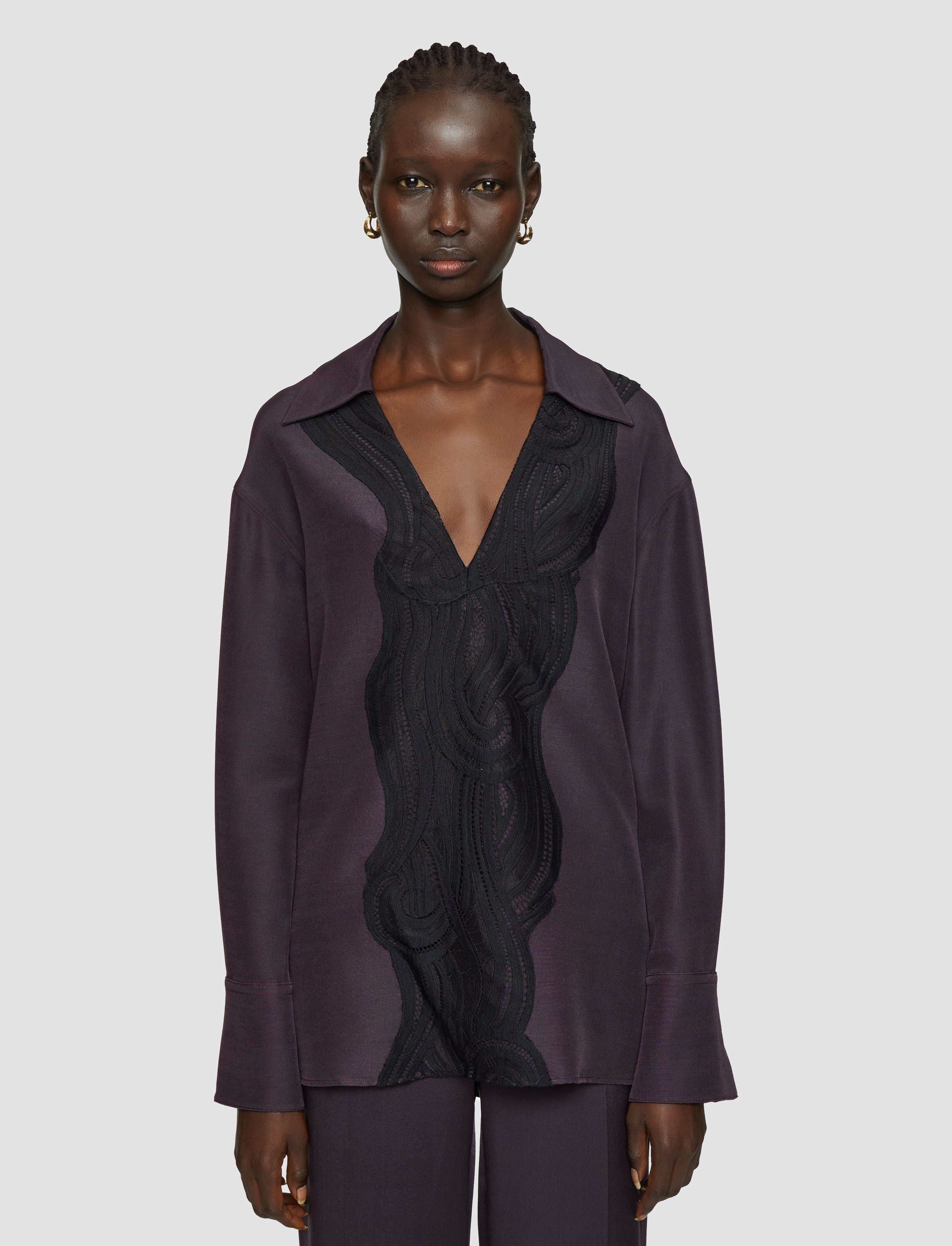 Madrid Evening Silk Blend & Lace Blouse - 3