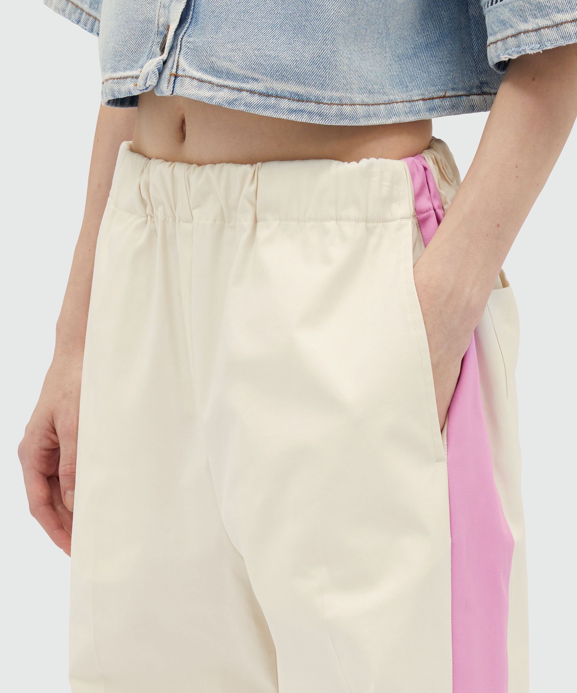 Gabardine trousers with side bands - 5
