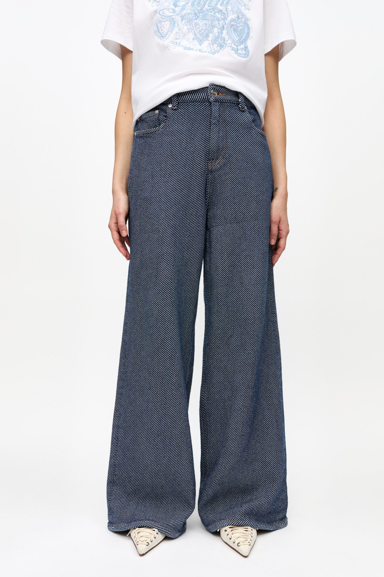 BLUE HEAVY TWILL DENIM MARRI JEANS - 3