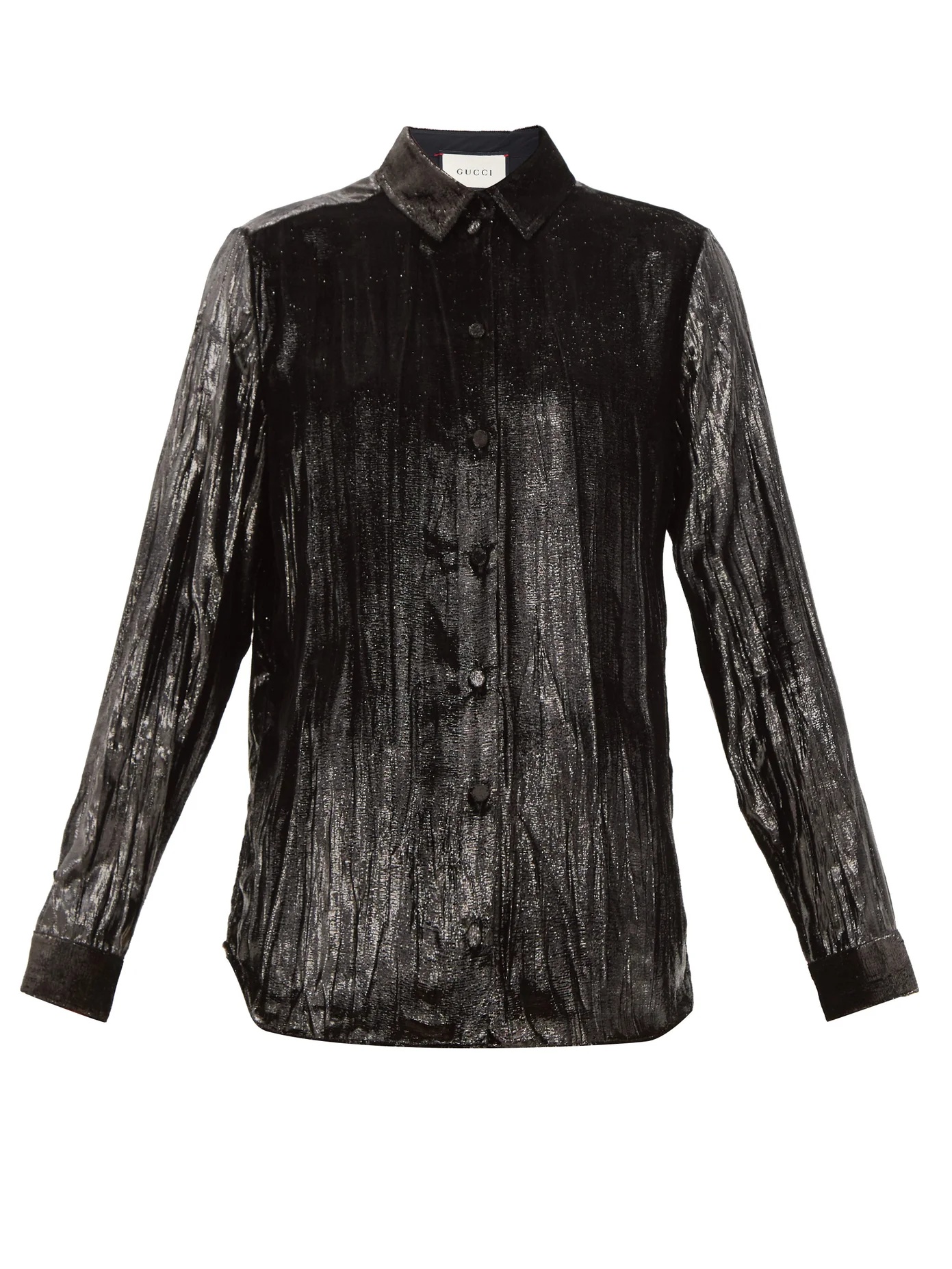 Creased lamé-velvet shirt - 1