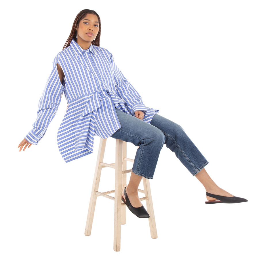 JW Anderson Peplum Drape Striped Shirt - 3