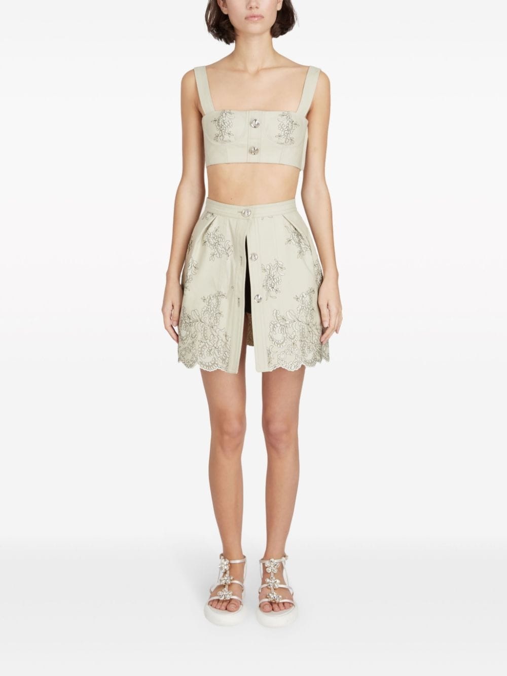 floral-jacquard high-waist miniskirt - 2
