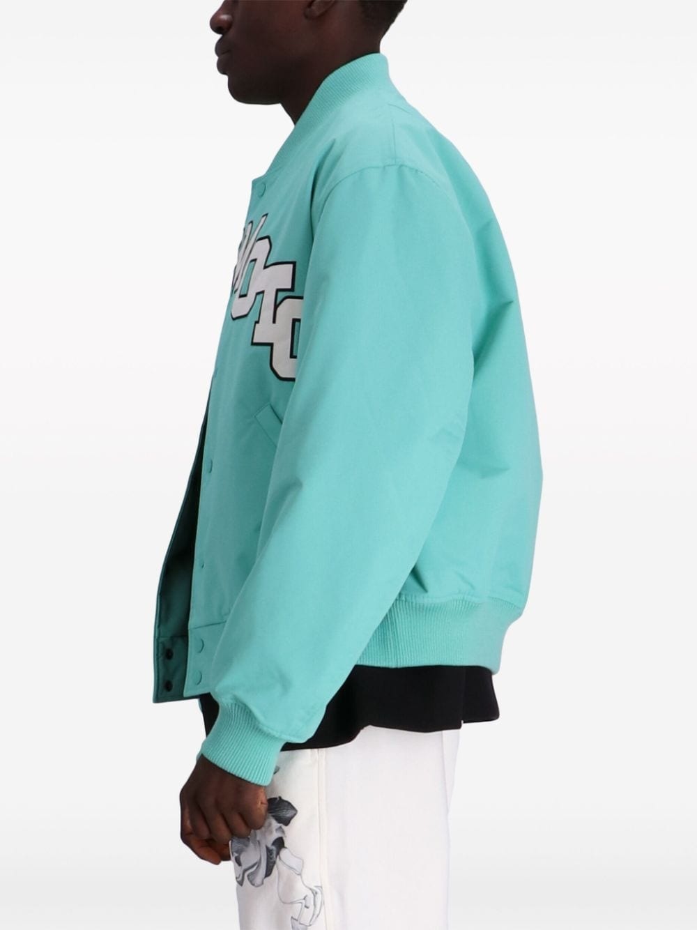 logo-print baseball-collar varsity jacket - 3