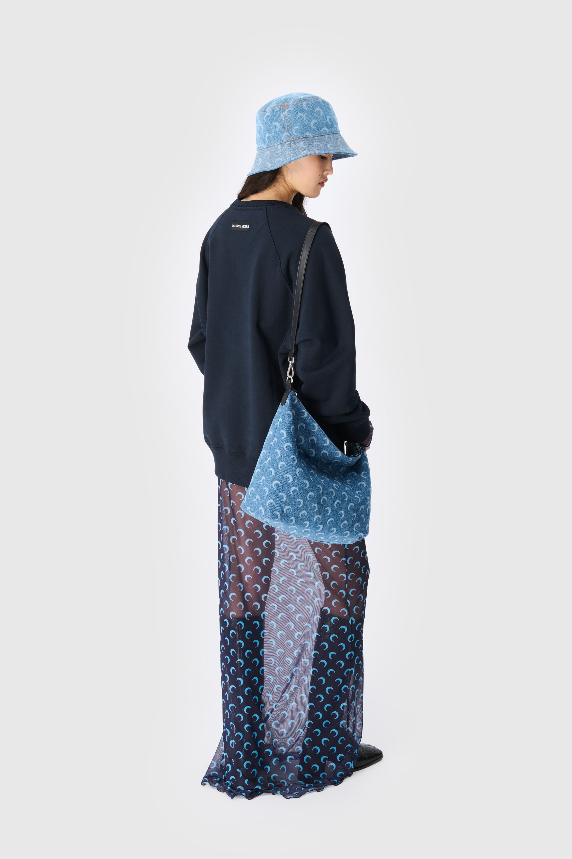 Moon Printed Mesh Midi Skirt - 3