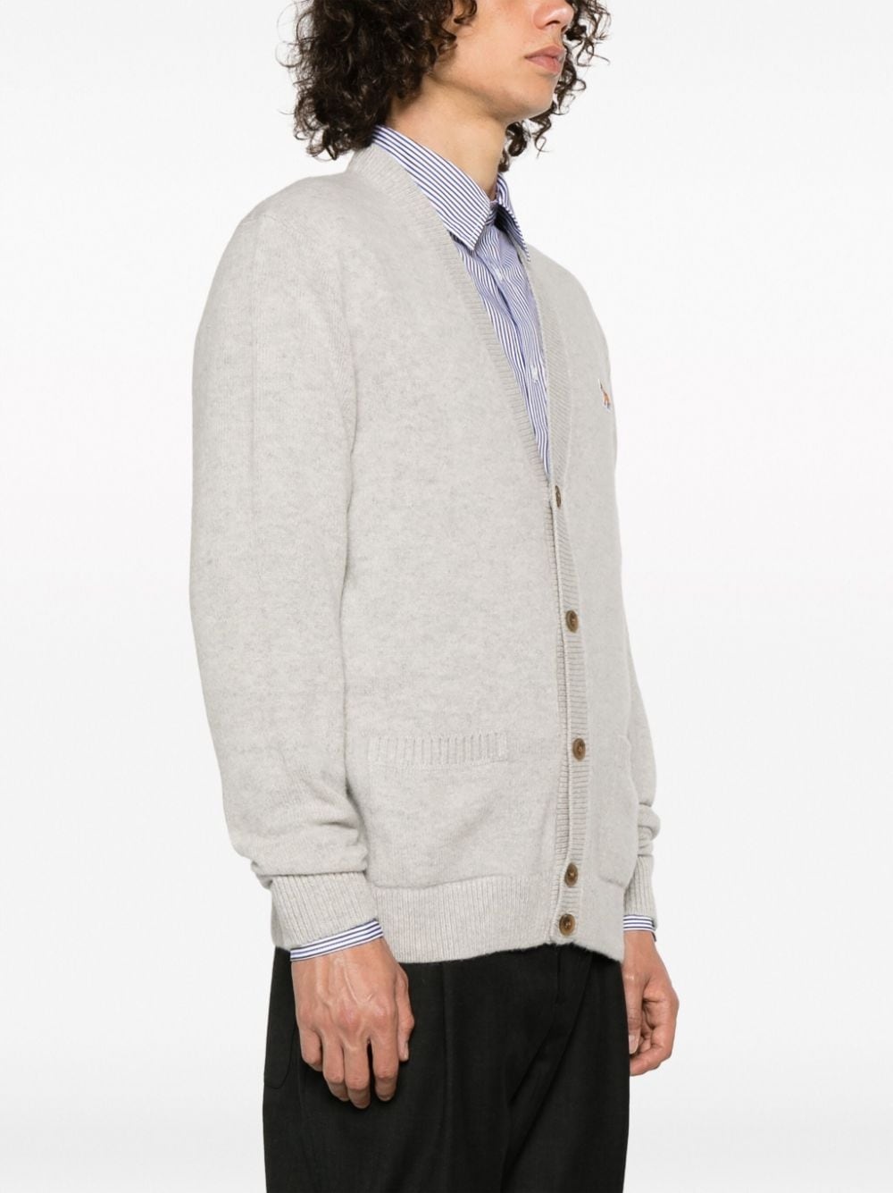 fox-motif V-neck cardigan - 3