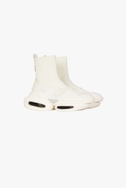 White neoprene and knit B-Bold high-top sneakers with straps - 2