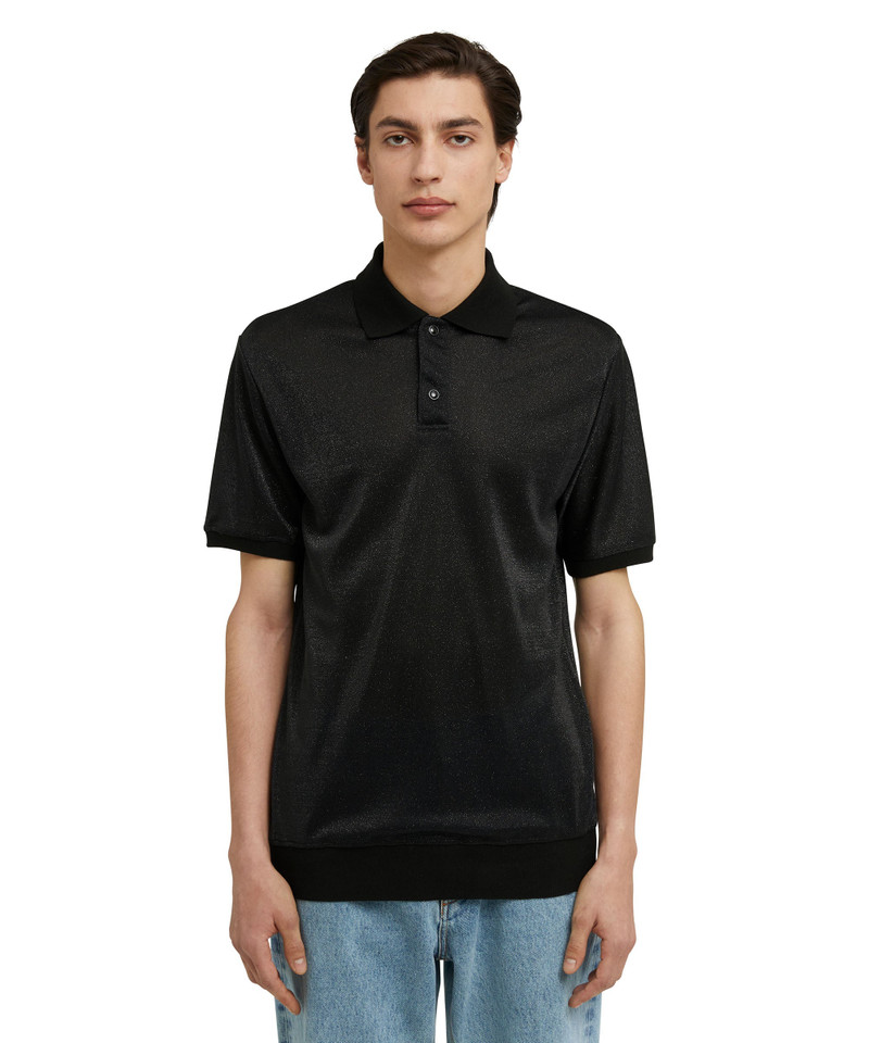 MSGM Short sleeve polo shirt in metal blend fabric outlook