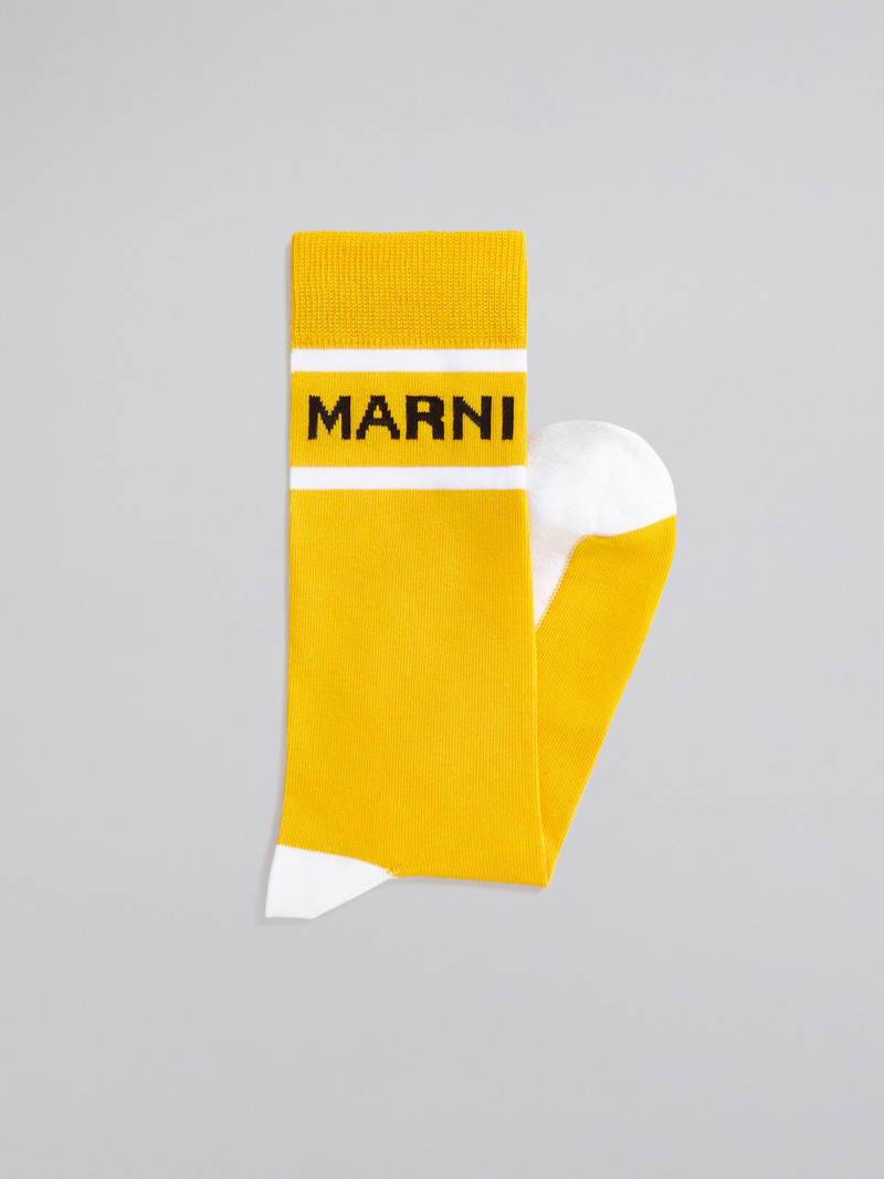 Marni YELLOW COTTON AND NYLON LOGO SOCK outlook