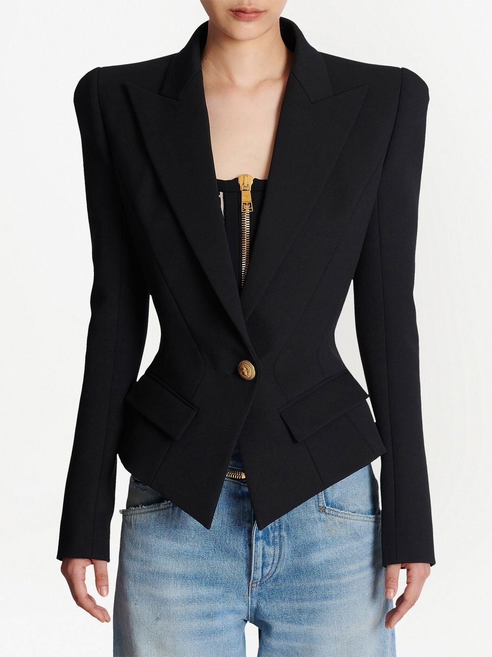 flap-pockets single-breasted blazer - 3