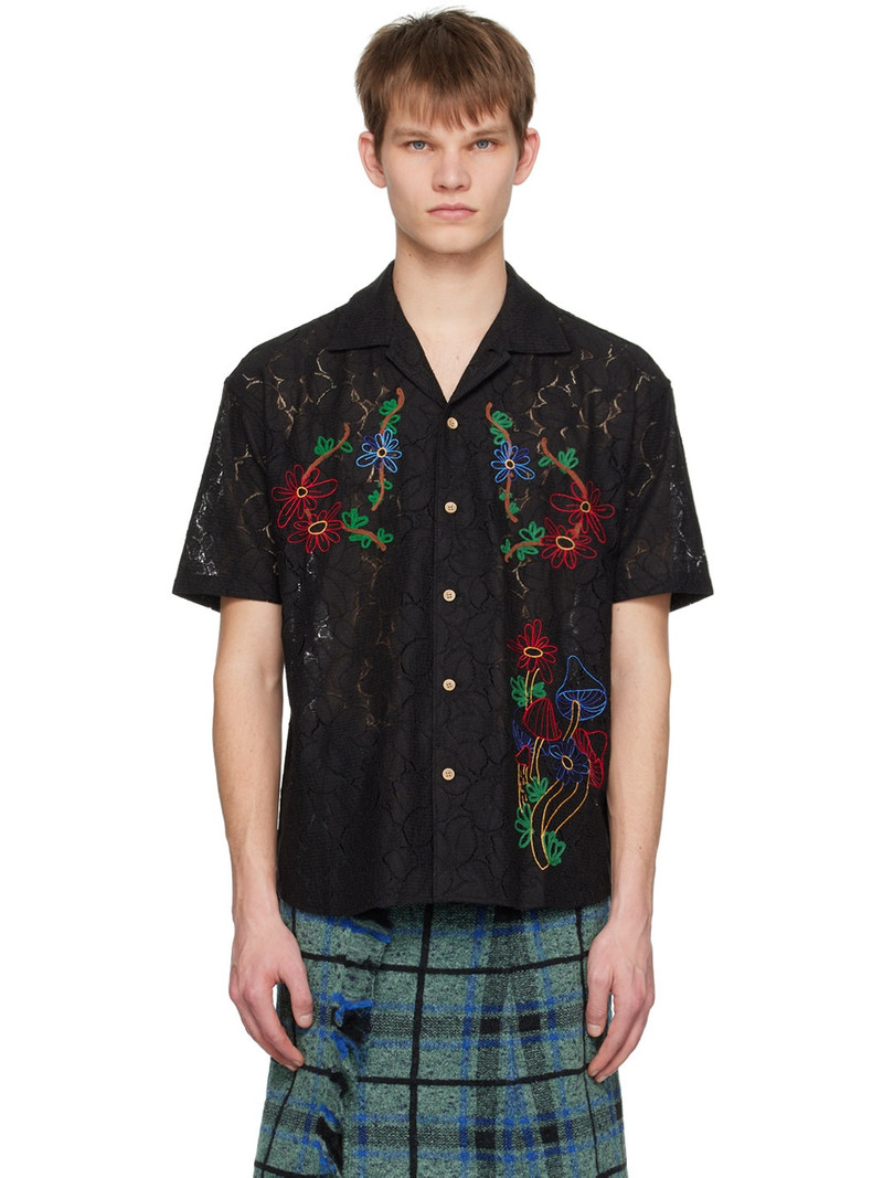 Black Flower Mushroom Shirt 1