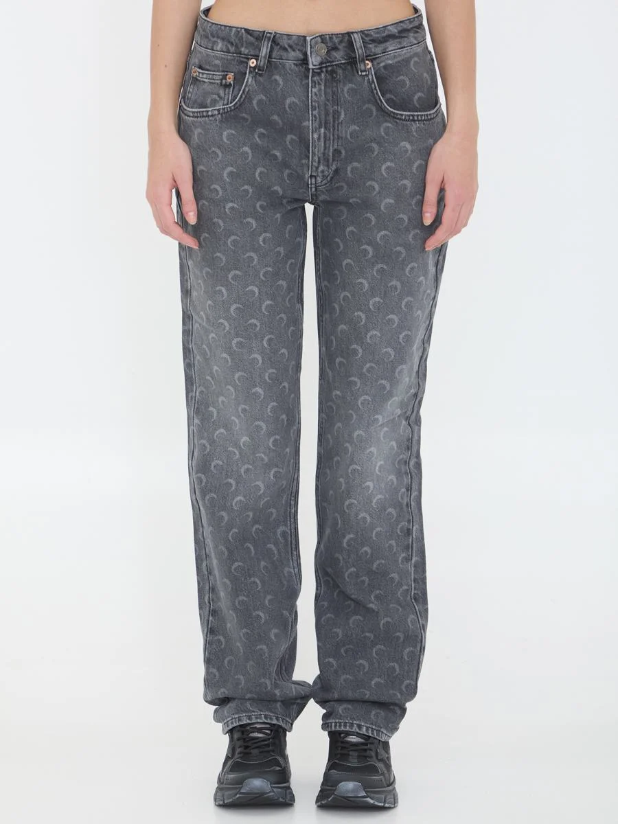 Marine Serre Laser Moon Grey Jeans - 1