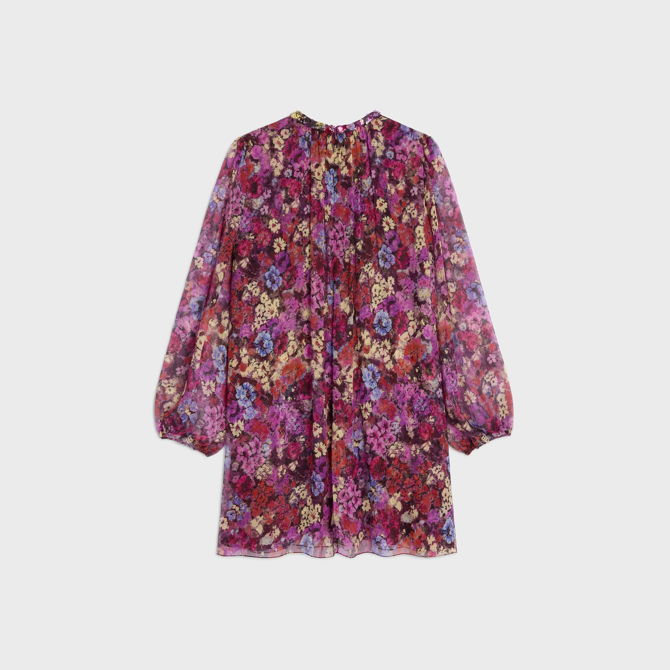 embroidered mini folk dress IN silk crepon - 2