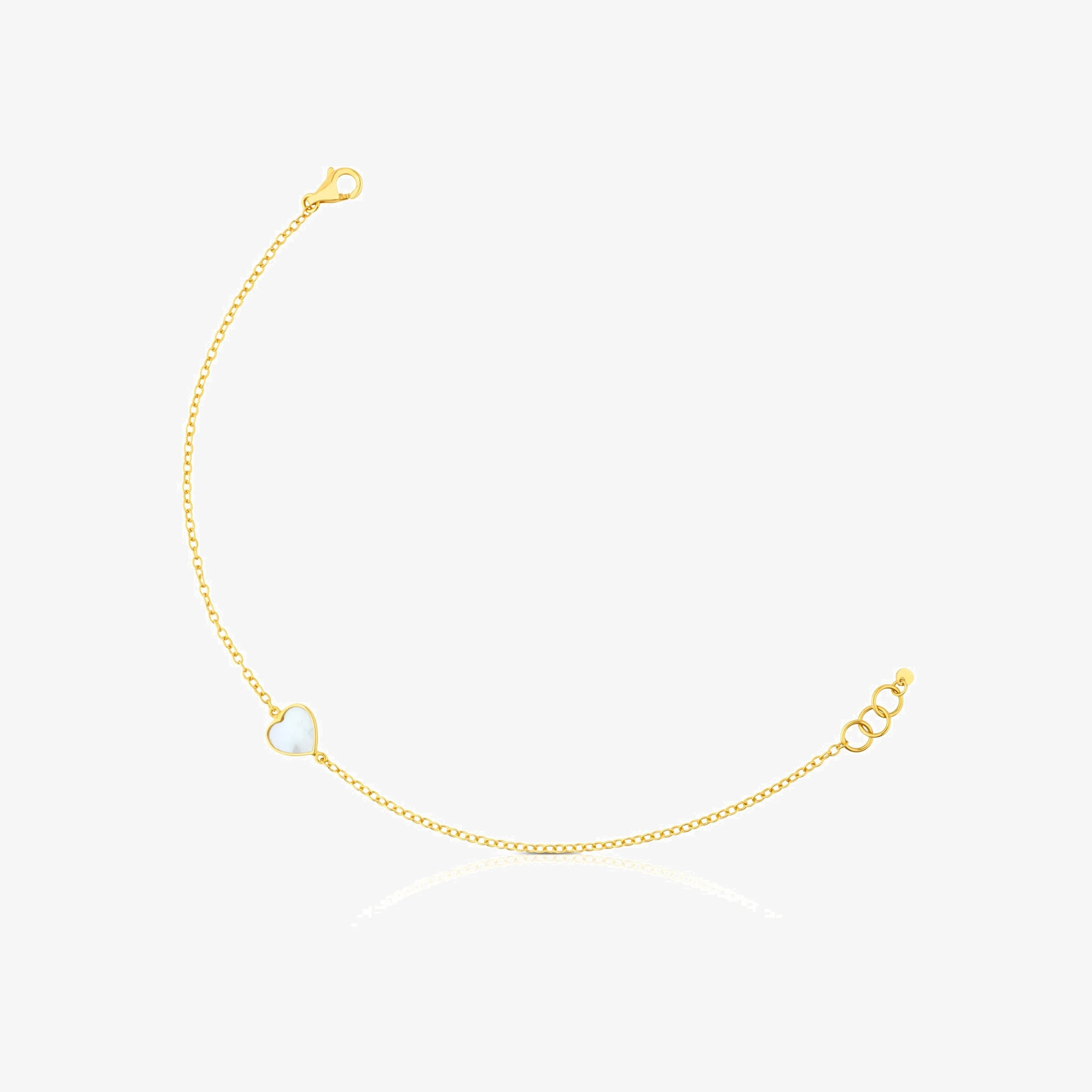 18K solid gold and Mother-of-pearl XXS heart Bracelet - 1