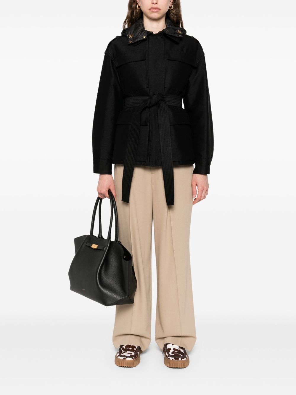 belted hooded jacket - 2