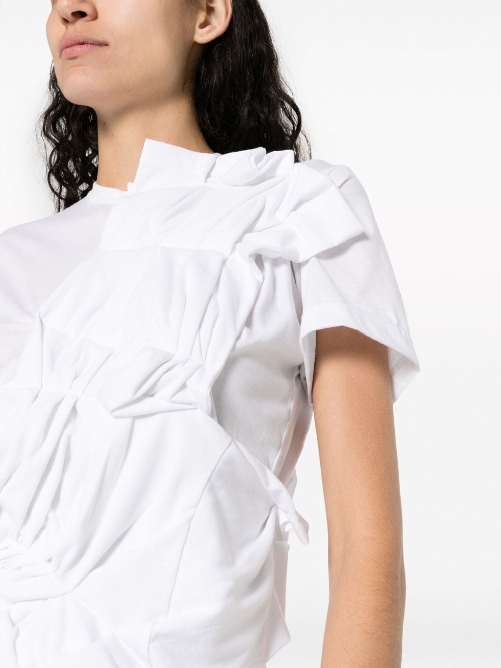 gathered-detail short-sleeve top - 5