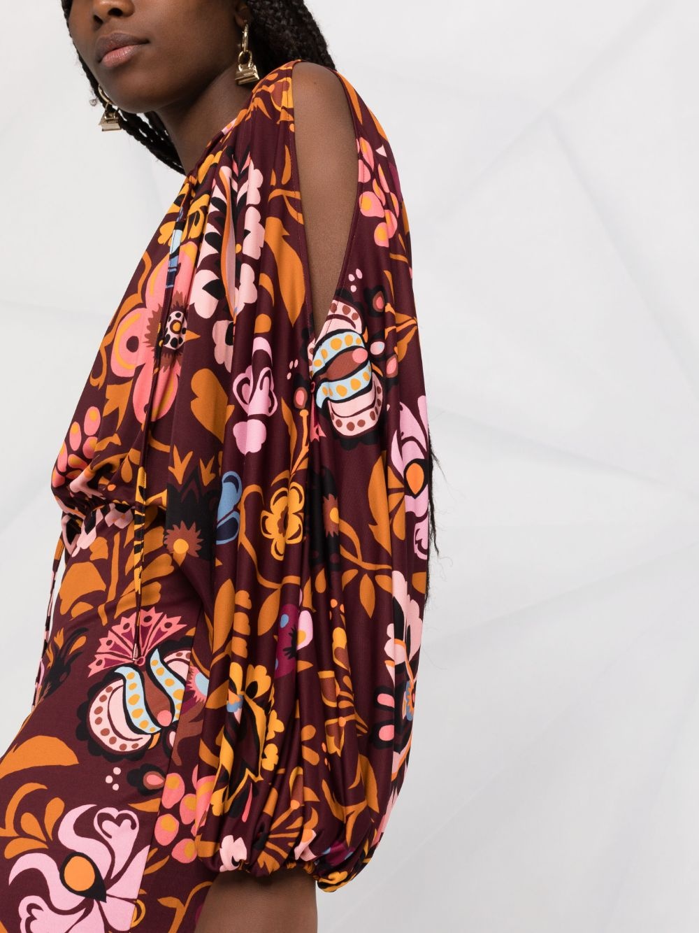 floral long-sleeve shift dress - 3