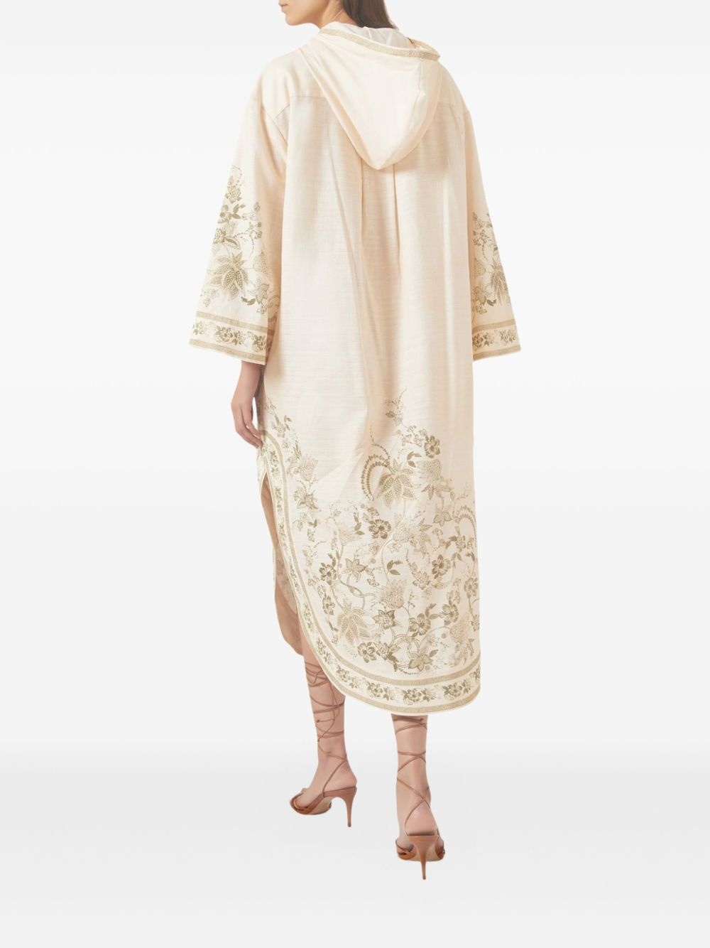 printed hooded midi dress - 4