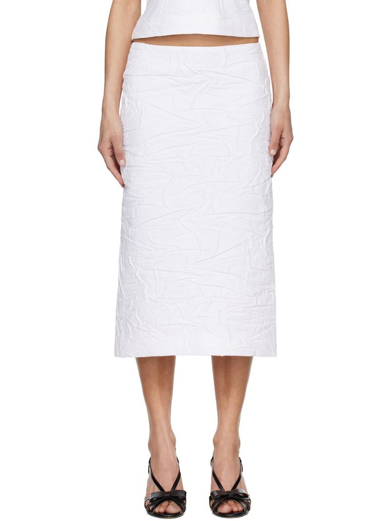 White Trumpet Hem Midi Skirt 1