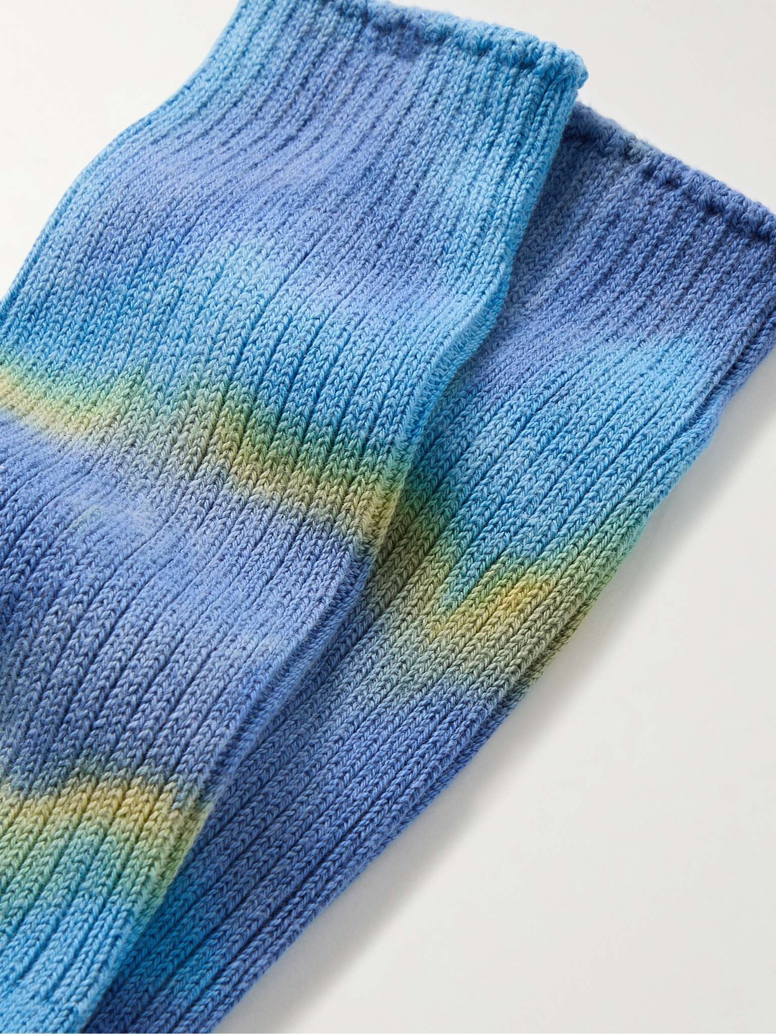 Tie-Dyed Ribbed Cotton-Blend Socks - 2